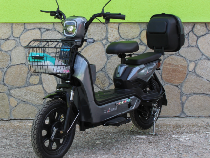 Електрически двуместен скутер – велосипед MaxMotors със 16″ гуми, 750W, 48V/20Ah GRAY